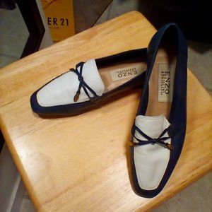 ENZO white and grey leather loafer.